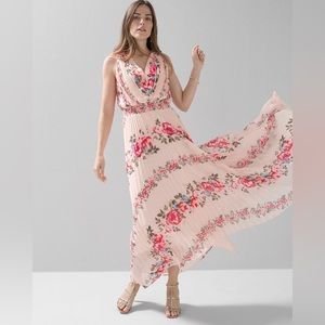 Sleeveless Smocked Pleated Midi Dress
